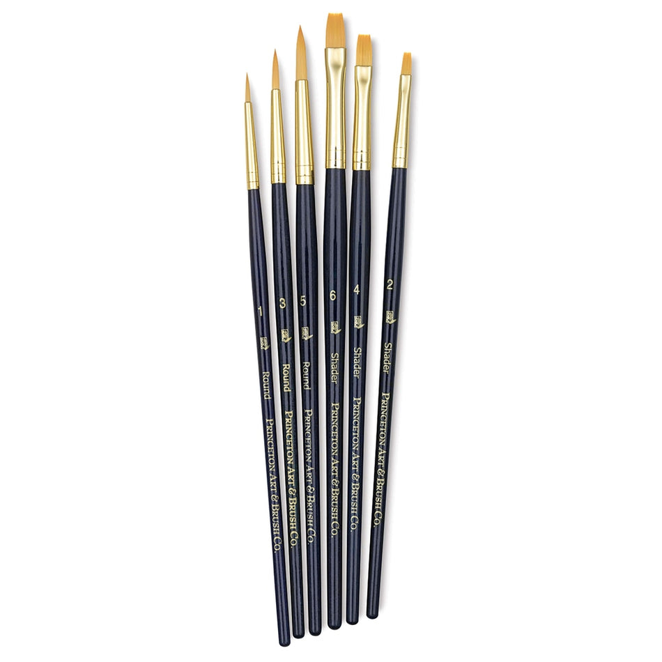 Princeton Art & Brush 06223-9137 Real Value Brush Set - 9137, Golden Taklon, Short Handle, Set of 6