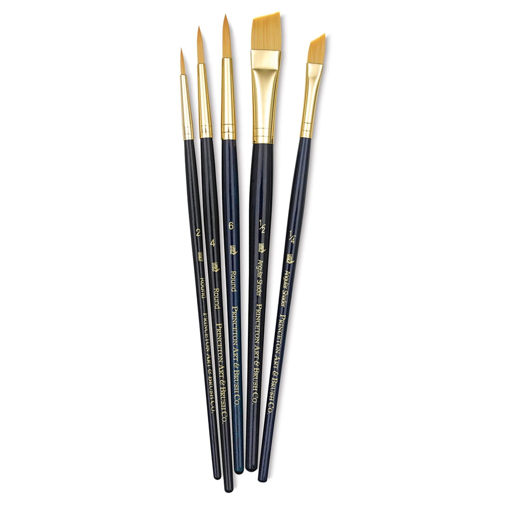 Princeton Art & Brush 06223-9139 Real Value Brush Set - 9139, Golden Taklon, Short Handle, Set of 5