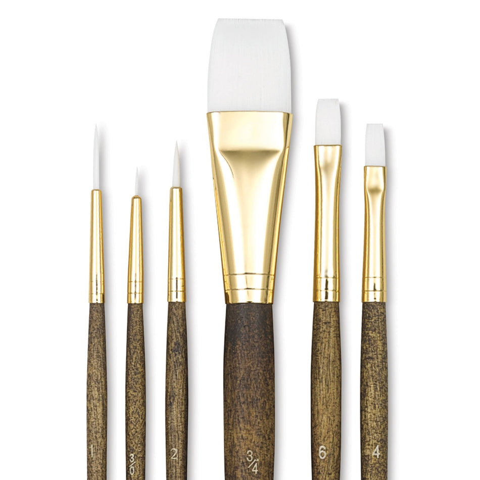 Princeton Art & Brush 06223-9140 Real Value Brush Set - 9140, White Taklon, Short Handle, Set of 6
