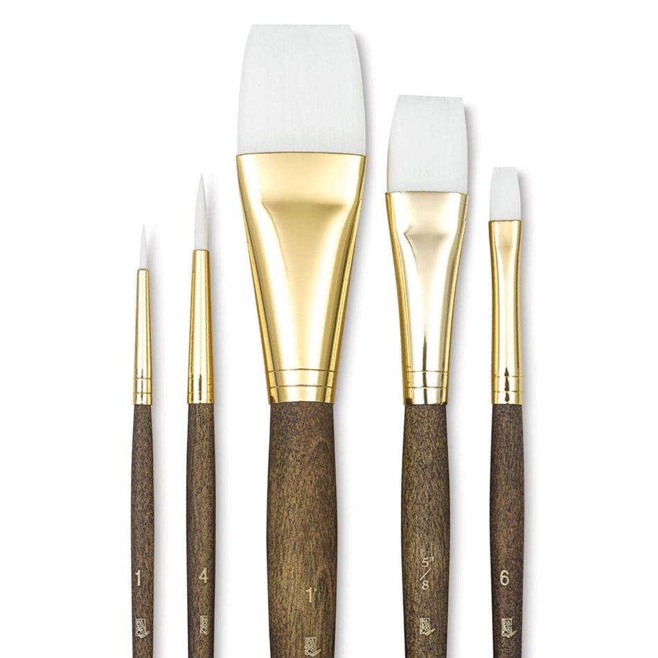 Princeton Art & Brush 06223-9144 Real Value Brush Set - 9144, White Taklon, Short Handle, Set of 5