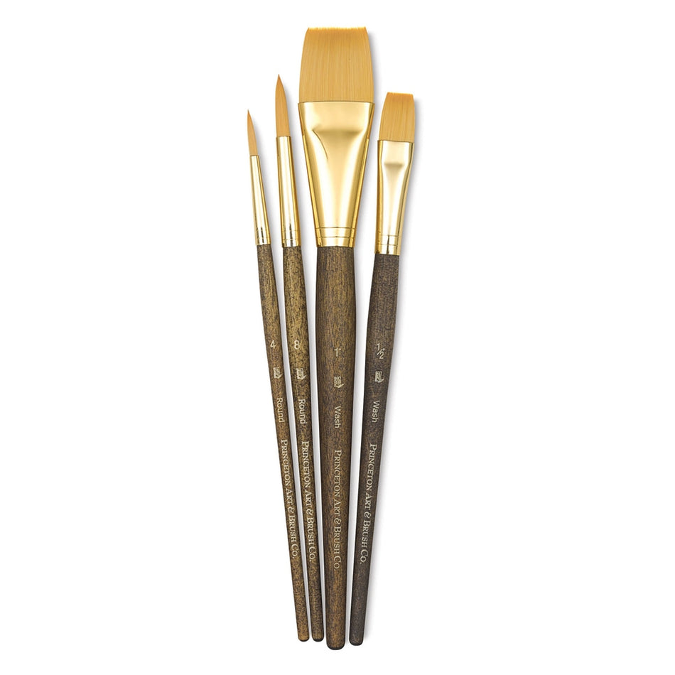 Princeton Art & Brush 06223-9146 Real Value Brush Set - 9146, Golden Taklon, Short Handle, Set of 4