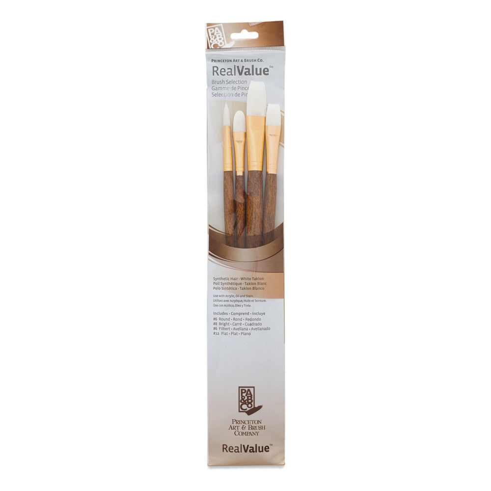 Princeton Art & Brush 06223-9147 Real Value Brush Set - 9147, White Taklon, Long Handle, Set of 4