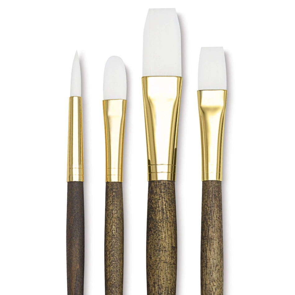 Princeton Art & Brush 06223-9147 Real Value Brush Set - 9147, White Taklon, Long Handle, Set of 4