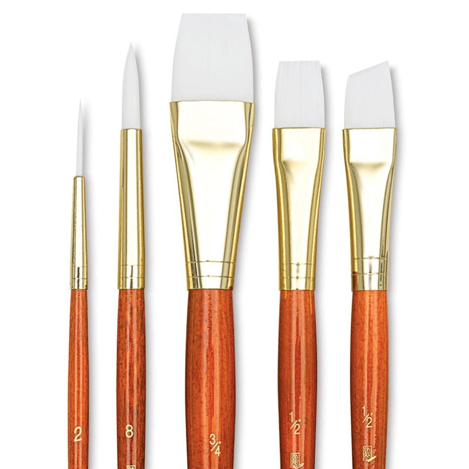 Princeton Art & Brush 06223-9151 Real Value Brush Set - 9151, White Taklon, Short Handle, Set of 5