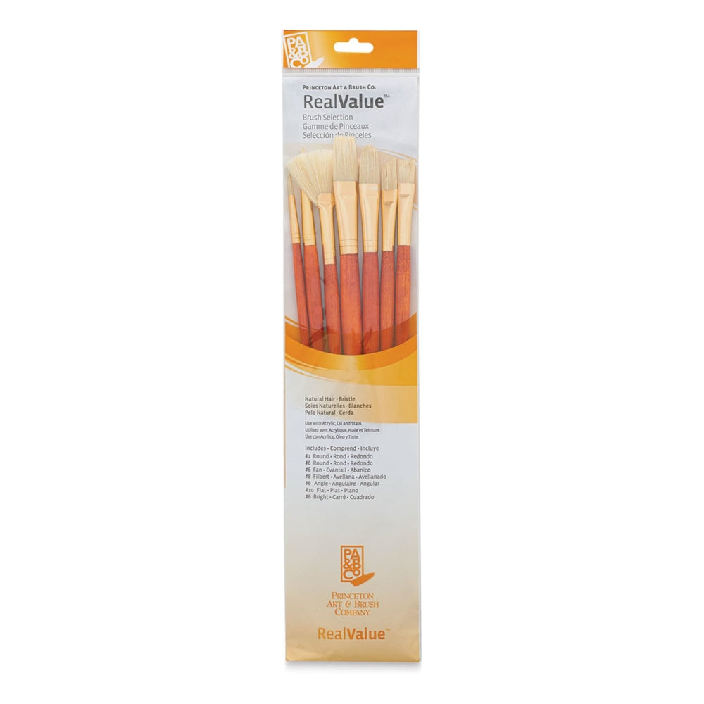 Princeton Art & Brush 06223-9154 Real Value Brush Set - 9154, Bristle, Long Handle, Set of 7
