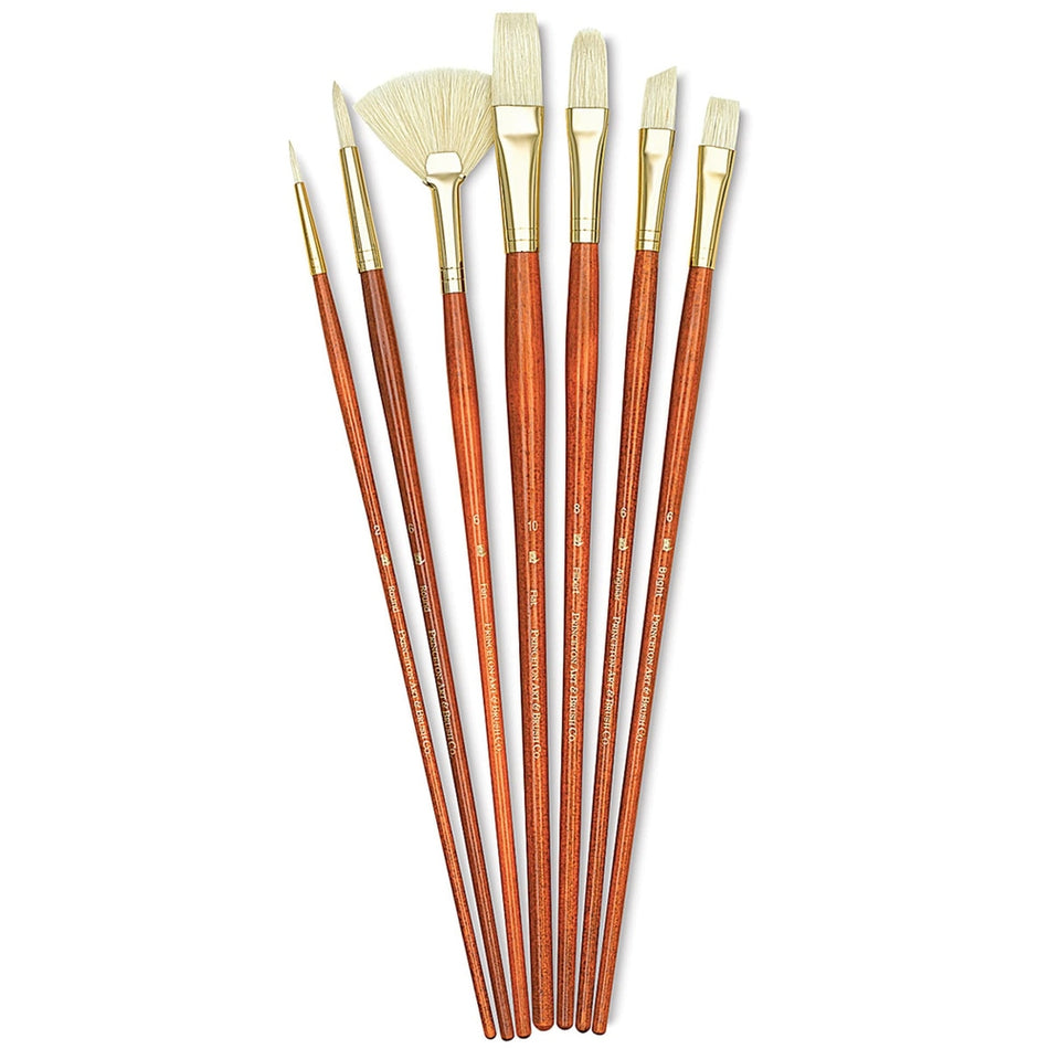 Princeton Art & Brush 06223-9154 Real Value Brush Set - 9154, Bristle, Long Handle, Set of 7