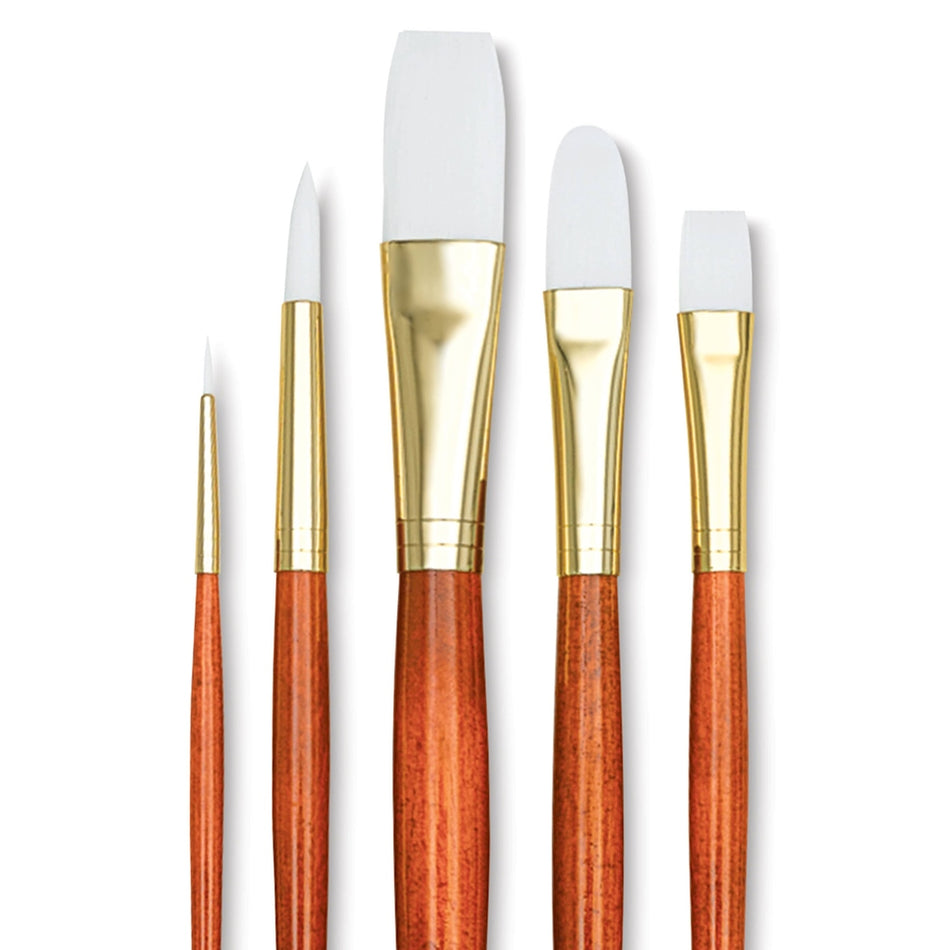 Princeton Art & Brush 06223-9155 Real Value Brush Set - 9155, White Taklon, Long Handle, Set of 5