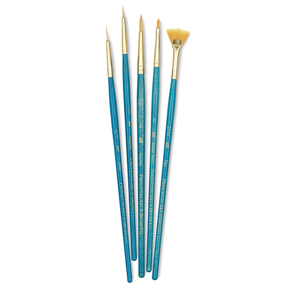 Princeton Art & Brush 06223-9170 Real Value Brush Set - 9170, Golden Taklon, Short Handle, Set of 5