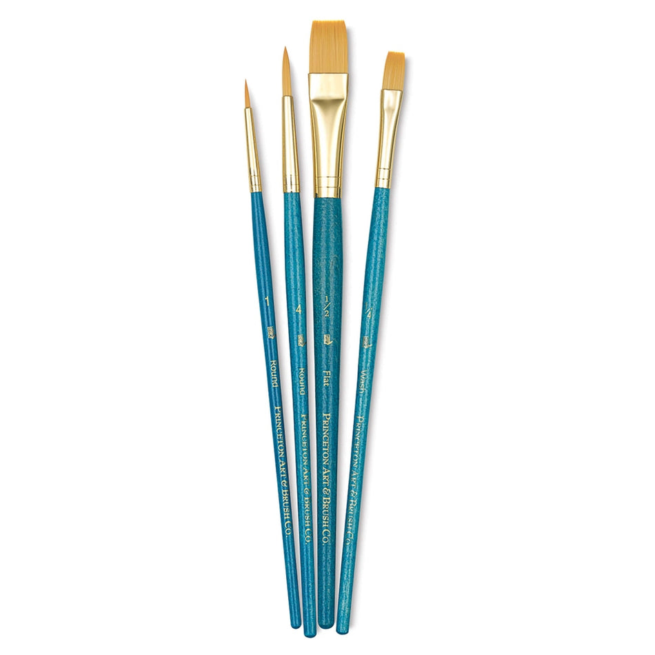 Princeton Art & Brush 06223-9171 Real Value Brush Set - 9171, Golden Taklon, Short Handle, Set of 4