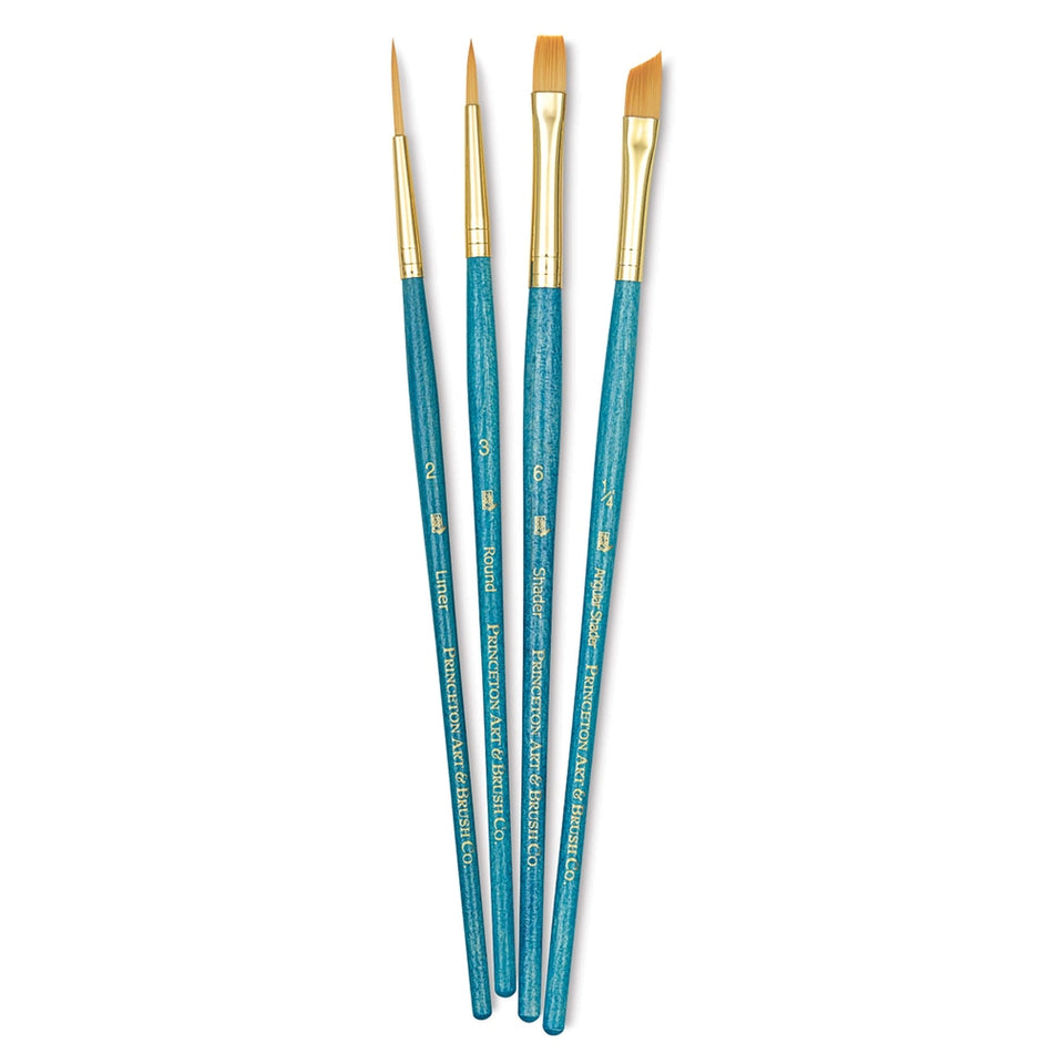 Princeton Art & Brush 06223-9173 Real Value Brush Set - 9173, Golden Taklon, Short Handle, Set of 4