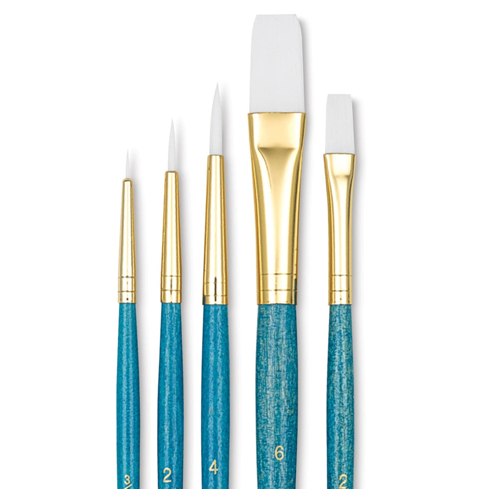 Princeton Art & Brush 06223-9174 Real Value Brush Set - 9174, White Taklon, Short Handle, Set of 5