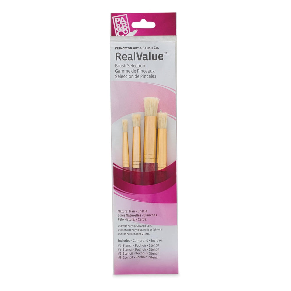 Princeton Art & Brush 06223-9180 Real Value Brush Set - 9180, Bristle, Short Handle, Set of 4