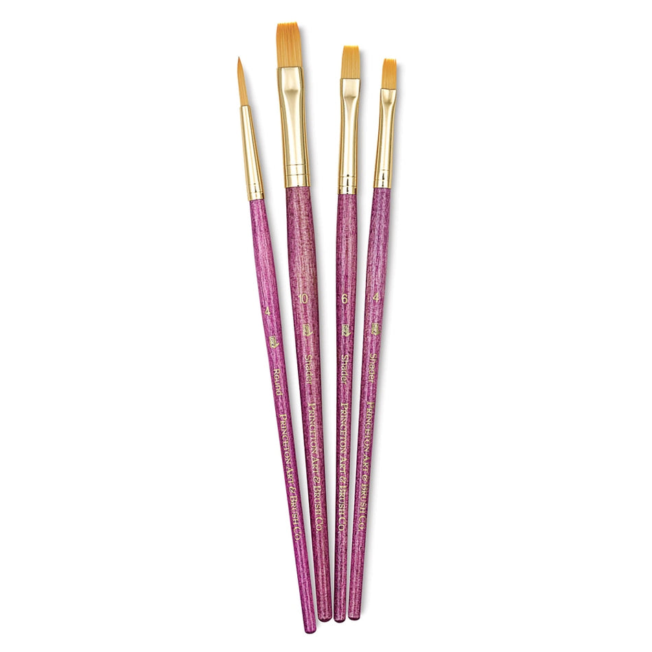 Princeton Art & Brush 06223-9181 Real Value Brush Set - 9181, Golden Taklon, Short Handle, Set of 4
