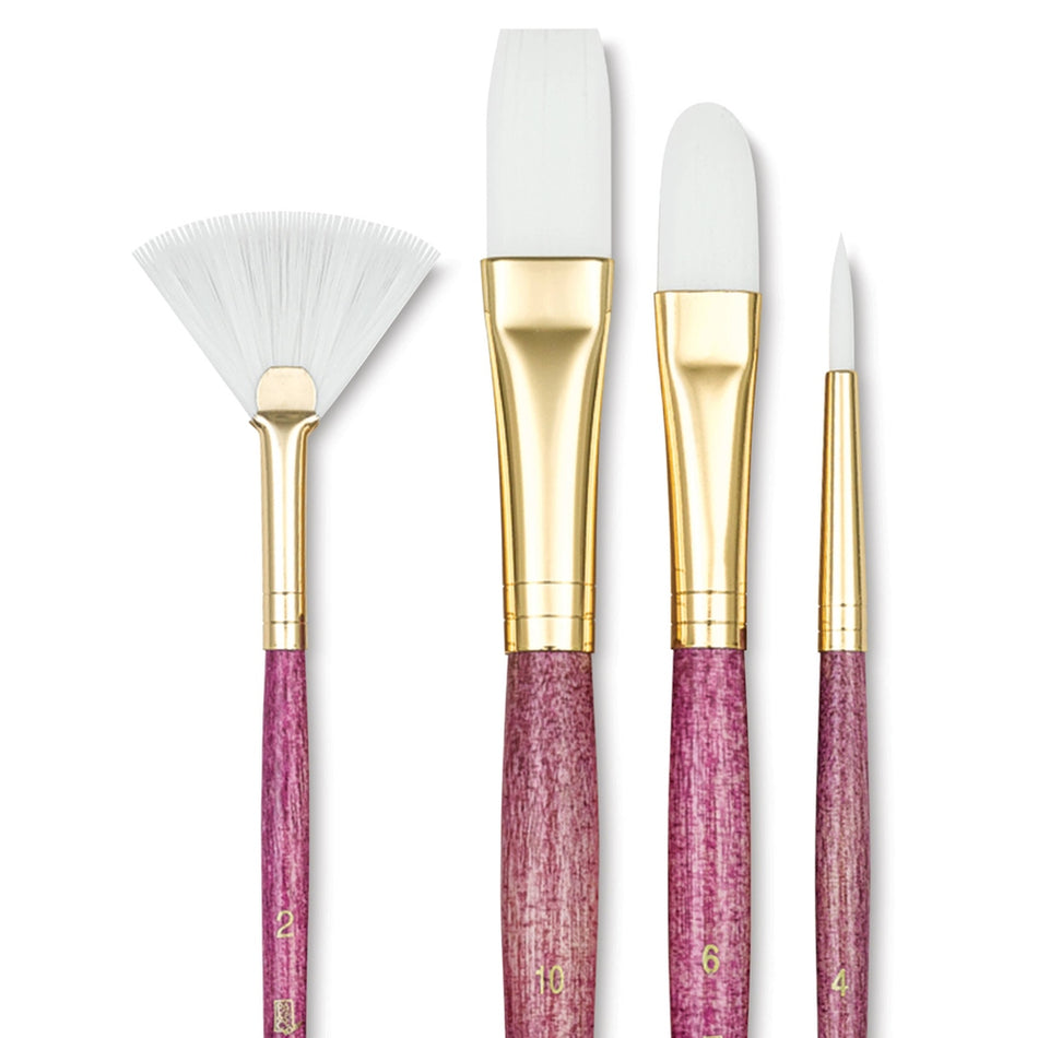 Princeton Art & Brush 06223-9182 Real Value Brush Set - 9182, White Taklon, Short Handle, Set of 4