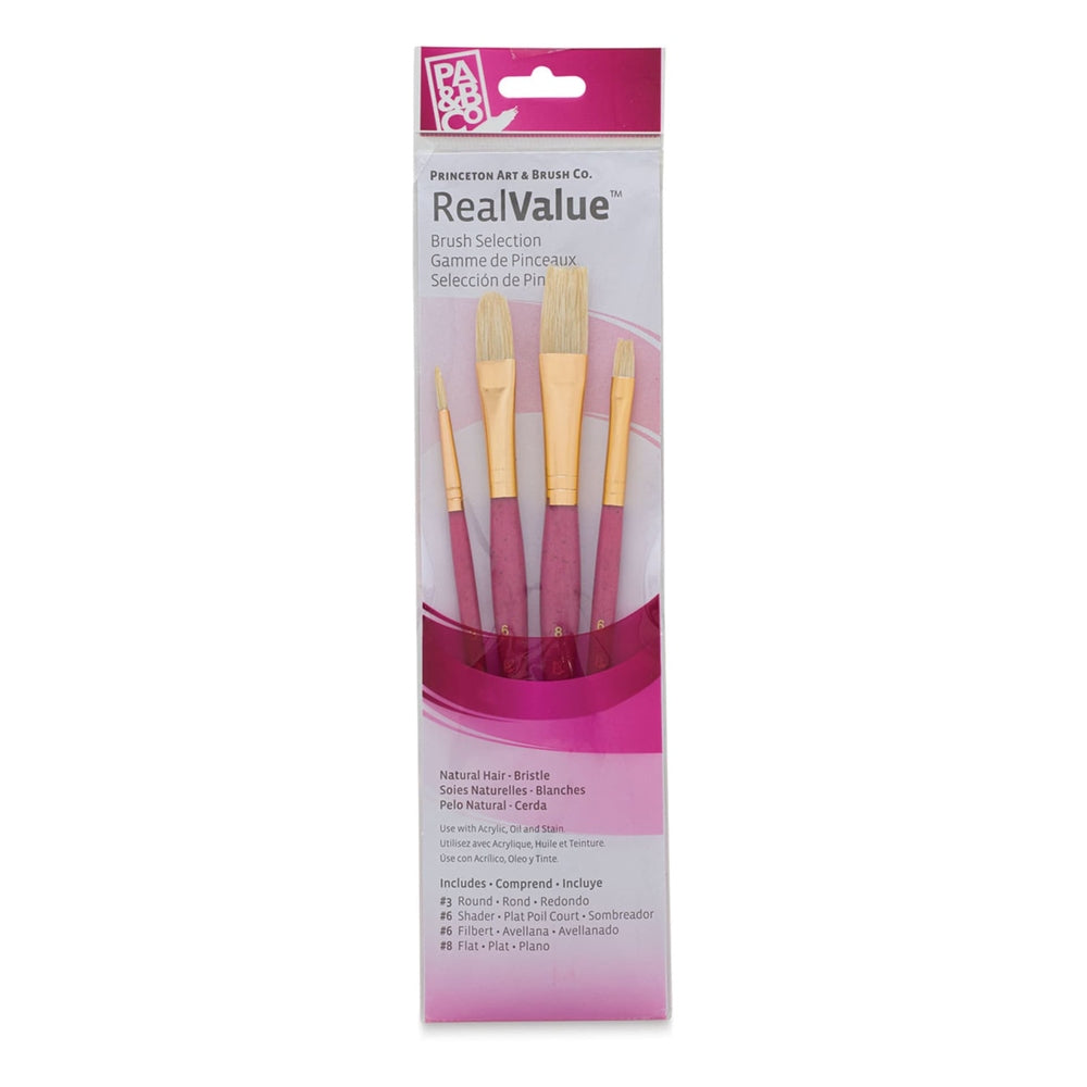 Princeton Art & Brush 06223-9183 Real Value Brush Set - 9183, Bristle, Short Handle, Set of 4