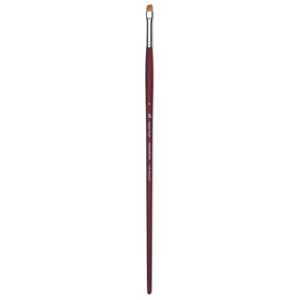 Princeton Velvetouch Series 3900 Synthetic Brush - Angle Bright, Long Handle, Size 6