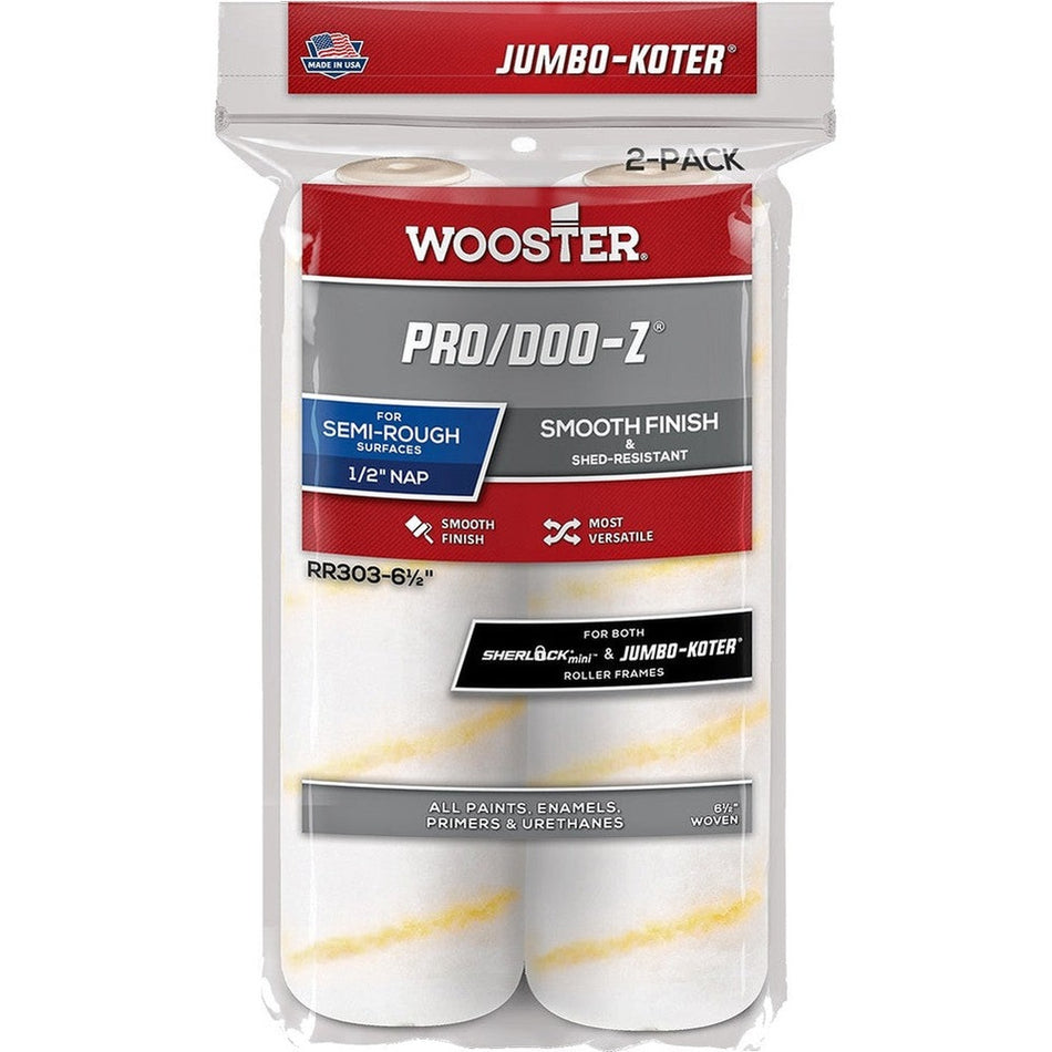 Wooster RR303 6-½" Pro/Doo-Z ½" Nap Jumbo-Koter Roller Cover 2-Pack