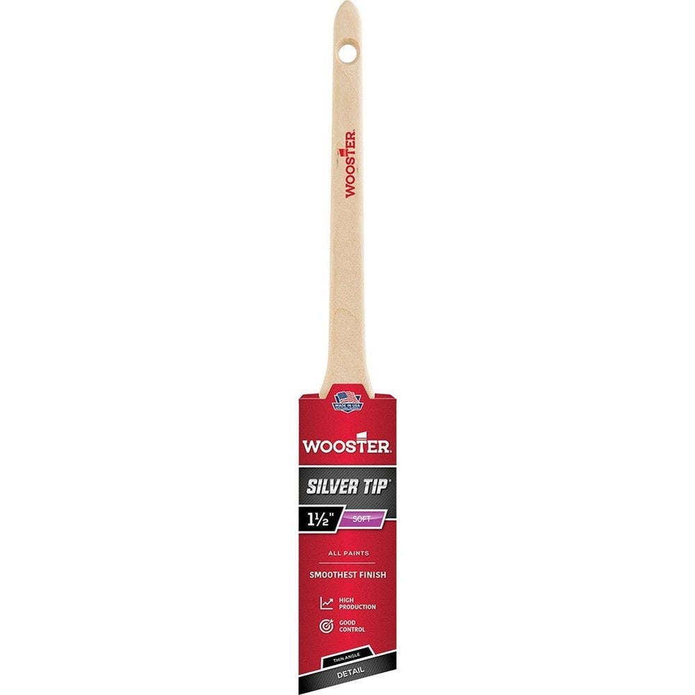 Wooster 5224 1.5" Silver Tip Thin Angle Rattail Brush