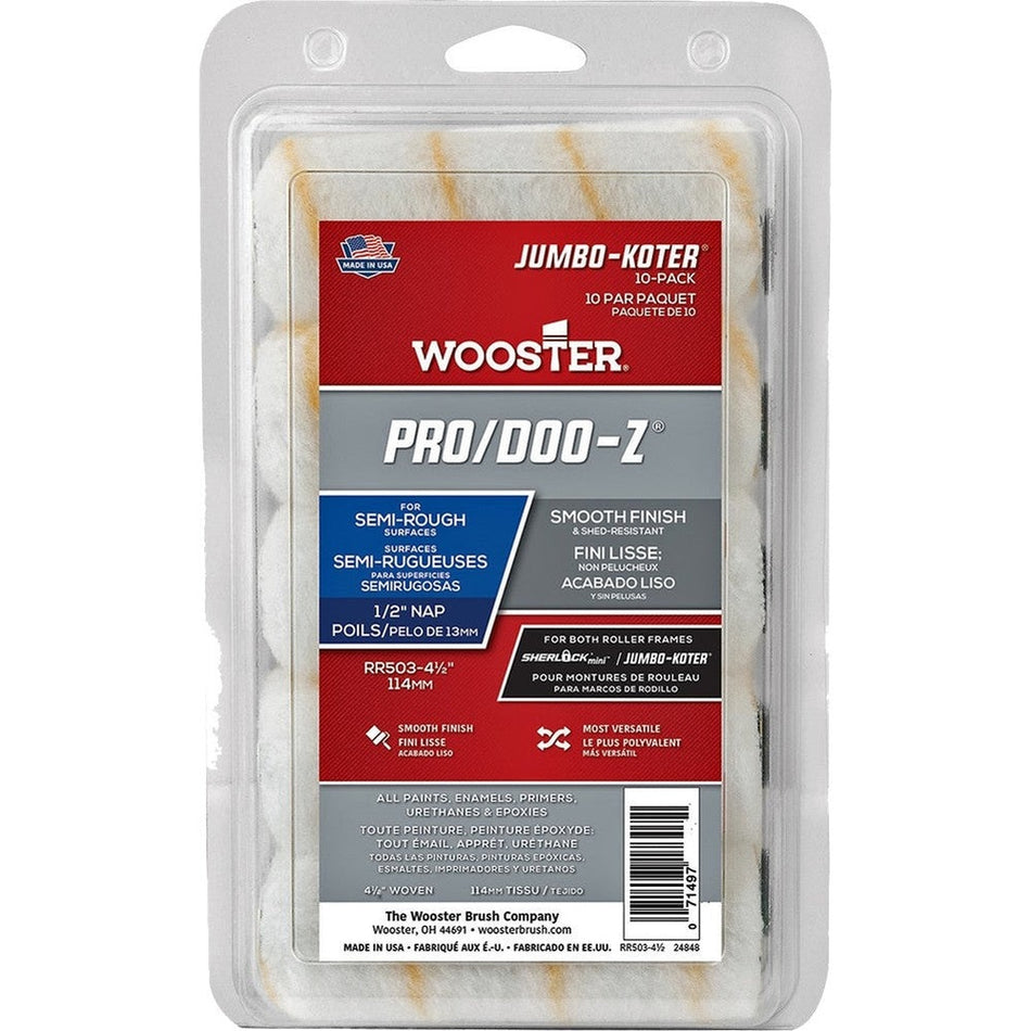 Wooster RR503 4-½" Pro/Doo-Z ½" Nap Jumbo-Koter Roller Cover 10-Pack