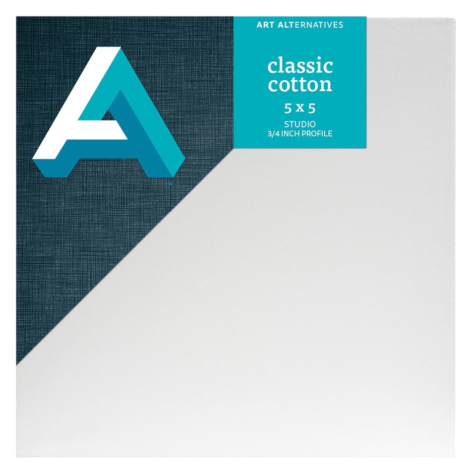 Art Alternatives 07246-0055 Classic Cotton Stretched Canvas, Studio Canvas ¾" Profile, 5" × 5"