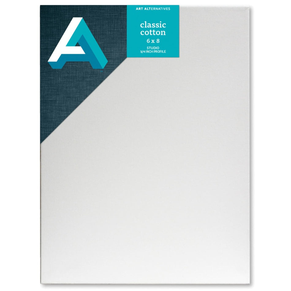 Art Alternatives 07246-0068 Classic Cotton Stretched Canvas, Studio Canvas ¾" Profile, 6" × 8"