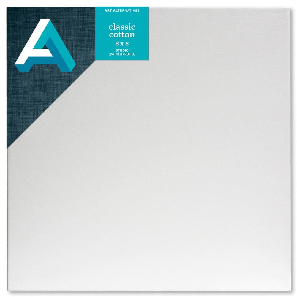 Art Alternatives 07246-0088 Classic Cotton Stretched Canvas, Studio Canvas ¾" Profile, 8" × 8"