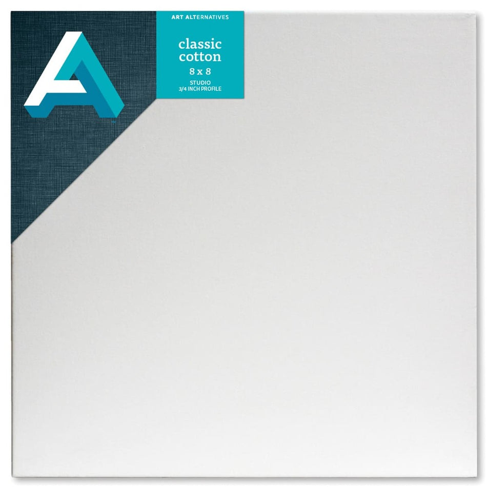 Art Alternatives 07246-0088 Classic Cotton Stretched Canvas, Studio Canvas ¾" Profile, 8" × 8"