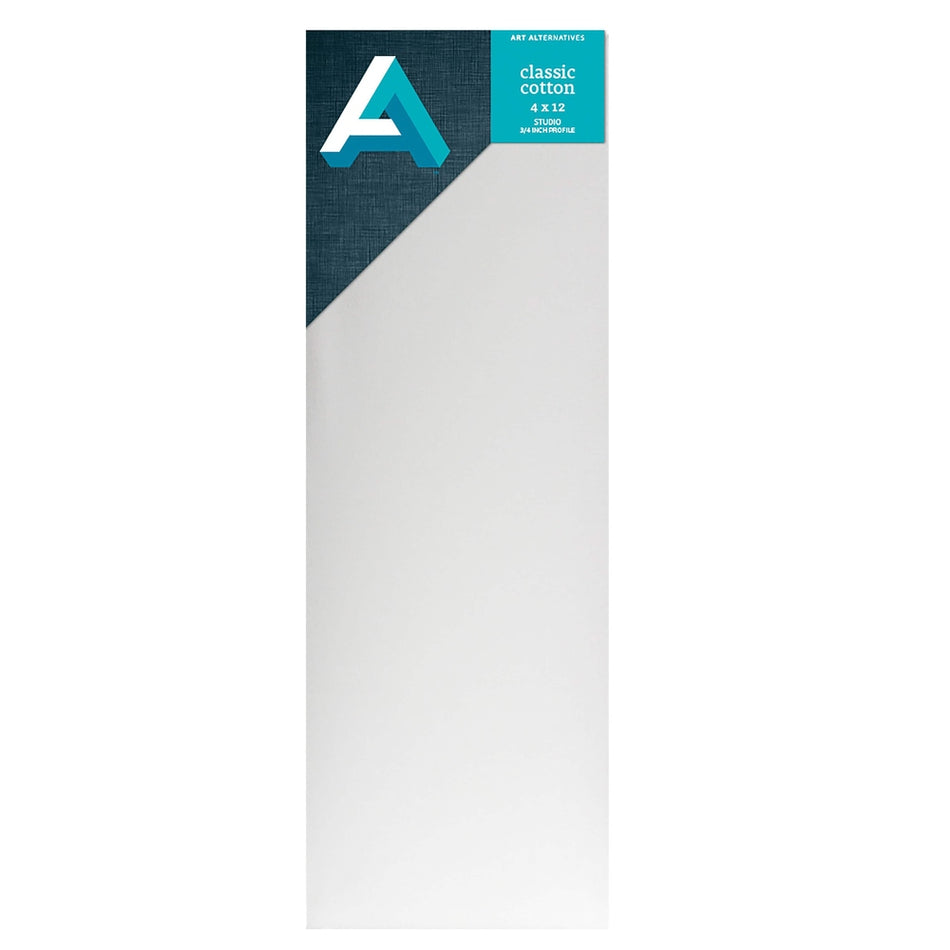 Art Alternatives 07246-0412 Classic Cotton Stretched Canvas, Studio Canvas ¾" Profile, 4" × 12"