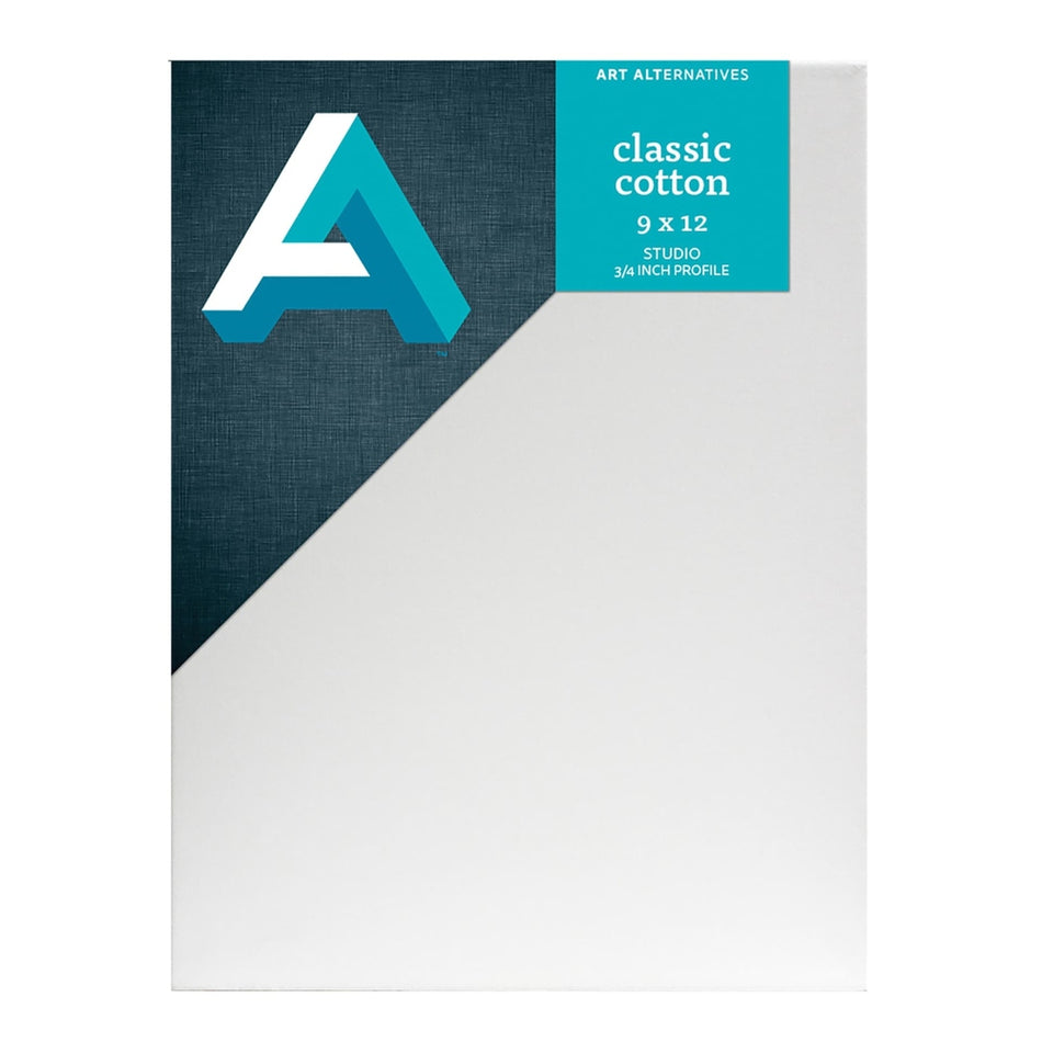 Art Alternatives 07246-0912 Classic Cotton Stretched Canvas, Studio Canvas ¾" Profile, 9" × 12"