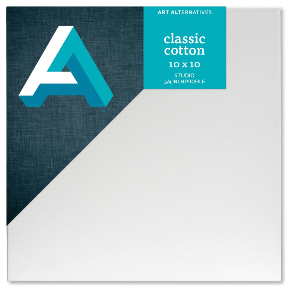 Art Alternatives 07246-1010 Classic Cotton Stretched Canvas, Studio Canvas ¾" Profile, 10" × 10"