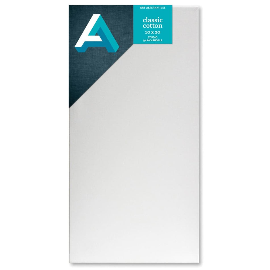 Art Alternatives 07246-1020 Classic Cotton Stretched Canvas, Studio Canvas ¾" Profile, 10" × 20"
