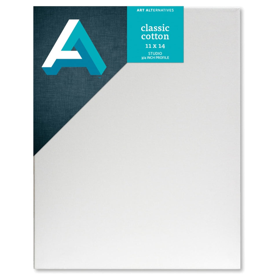 Art Alternatives 07246-1114 Classic Cotton Stretched Canvas, Studio Canvas ¾" Profile, 11" × 14"
