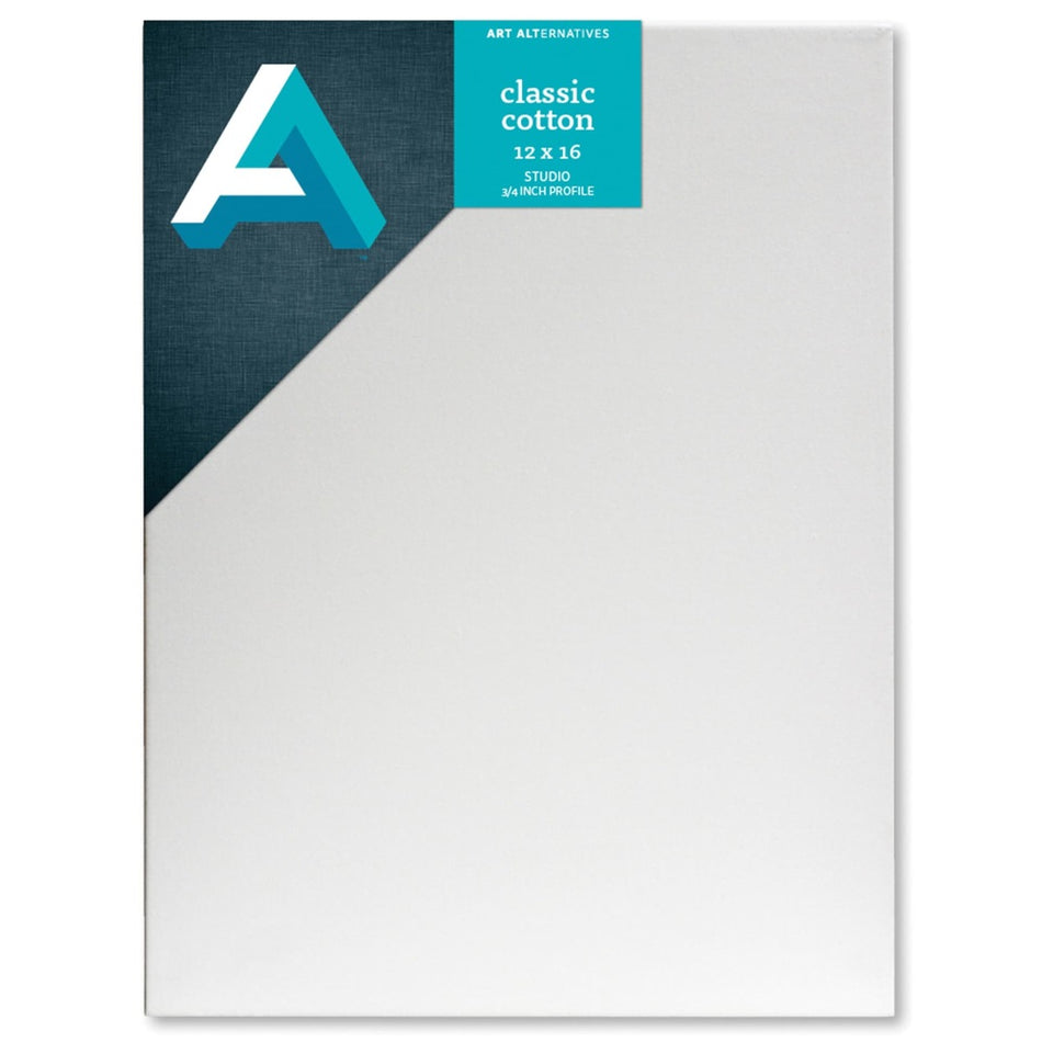 Art Alternatives 07246-1216 Classic Cotton Stretched Canvas, Studio Canvas ¾" Profile, 12" × 16"