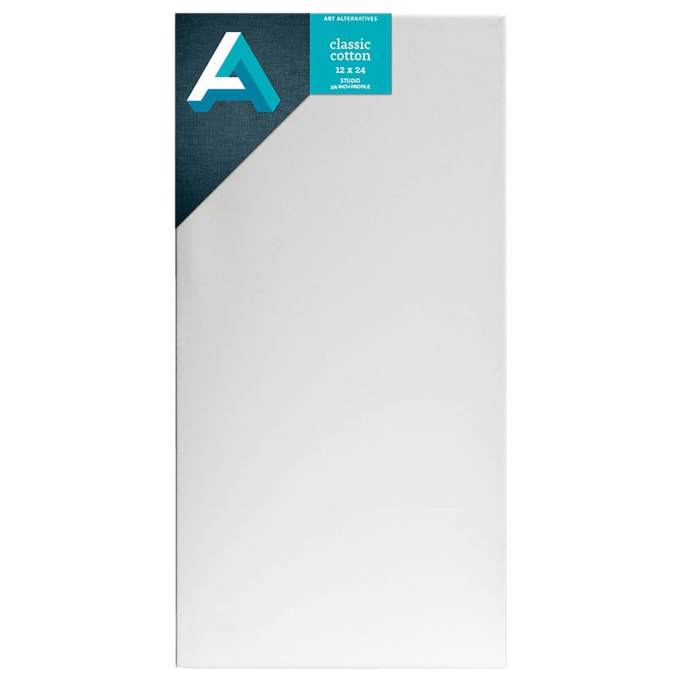 Art Alternatives 07246-1224 Classic Cotton Stretched Canvas, Studio Canvas ¾" Profile, 12" × 24"