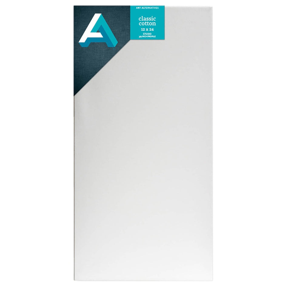 Art Alternatives 07246-1224 Classic Cotton Stretched Canvas, Studio Canvas ¾" Profile, 12" × 24"