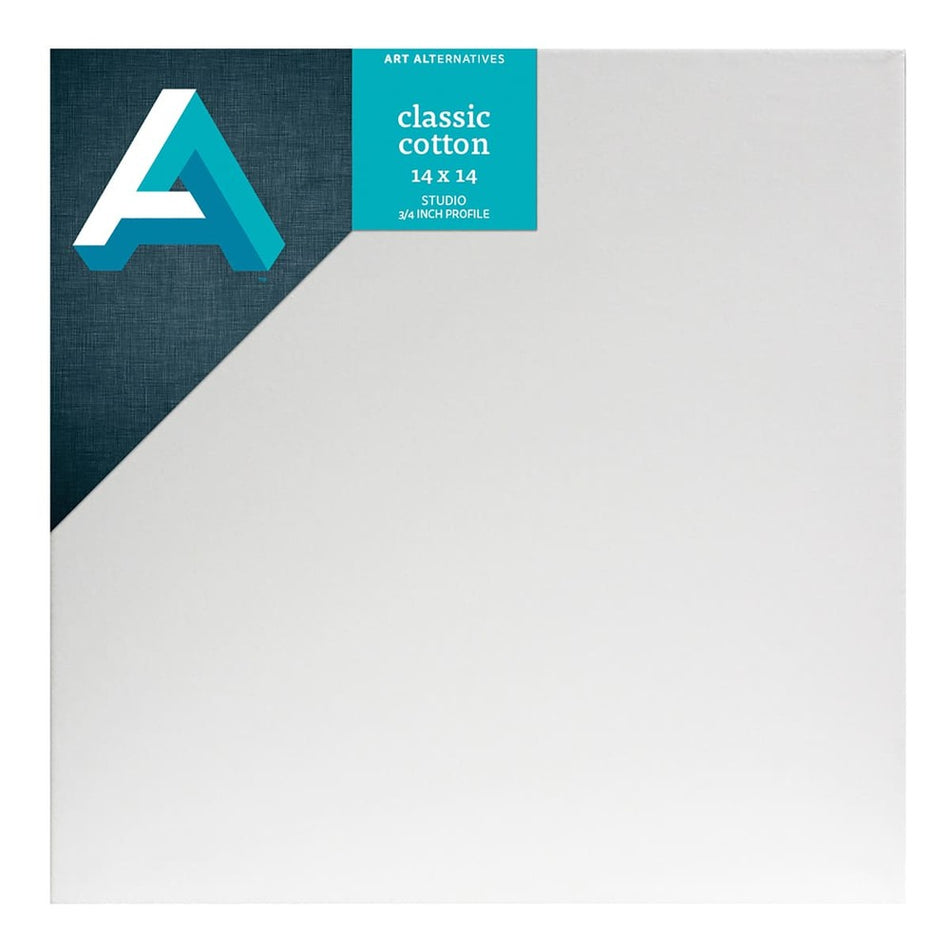 Art Alternatives 07246-1414 Classic Cotton Stretched Canvas, Studio Canvas ¾" Profile, 14" × 14"