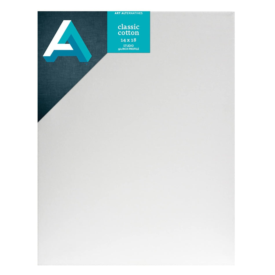 Art Alternatives 07246-1418 Classic Cotton Stretched Canvas, Studio Canvas ¾" Profile, 14" × 18"