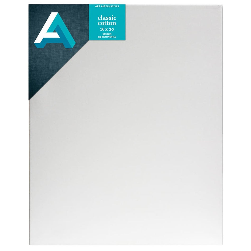 Art Alternatives 07246-1620 Classic Cotton Stretched Canvas, Studio Canvas ¾" Profile, 16" × 20"