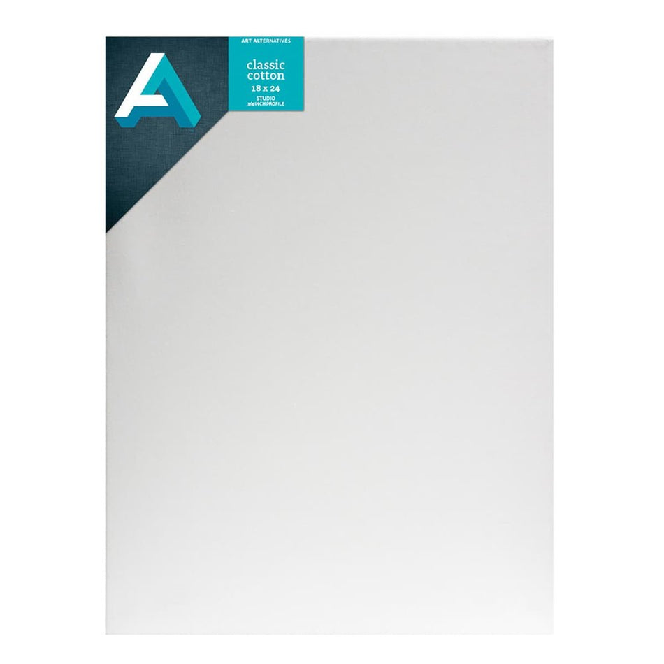 Art Alternatives 07246-1824 Classic Cotton Stretched Canvas, Studio Canvas ¾" Profile, 18" × 24"