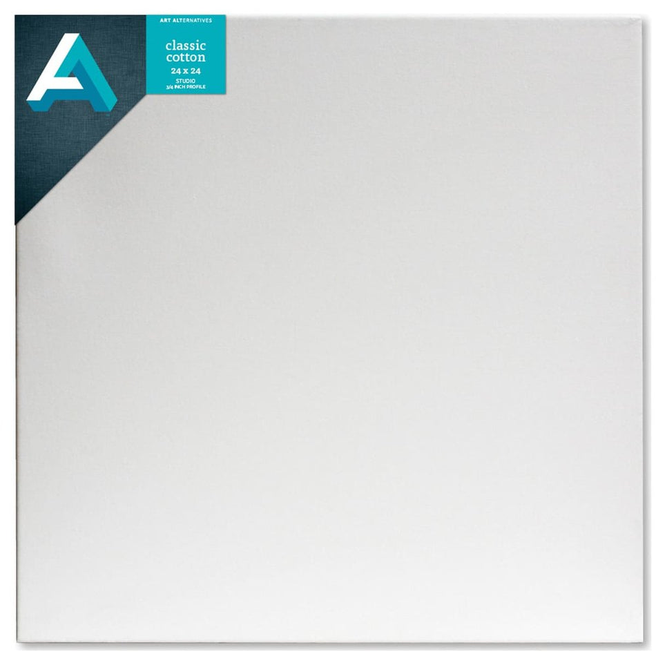 Art Alternatives 07246-2424 Classic Cotton Stretched Canvas, Studio Canvas ¾" Profile, 24" × 24"