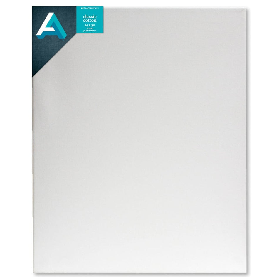 Art Alternatives 07246-2430 Classic Cotton Stretched Canvas, Studio Canvas ¾" Profile, 24" × 30"
