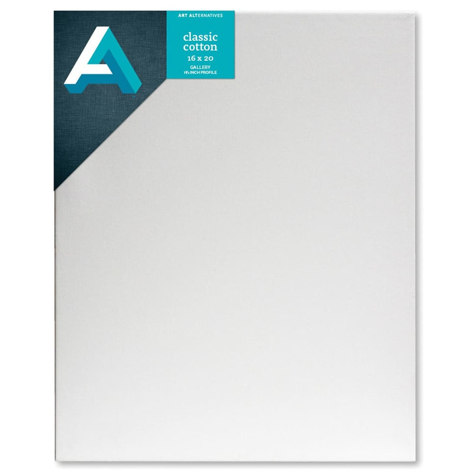 Art Alternatives 07248-1620 Classic Cotton Stretched Canvas, Gallery Canvas 1-3/8" Profile, 16" × 20"