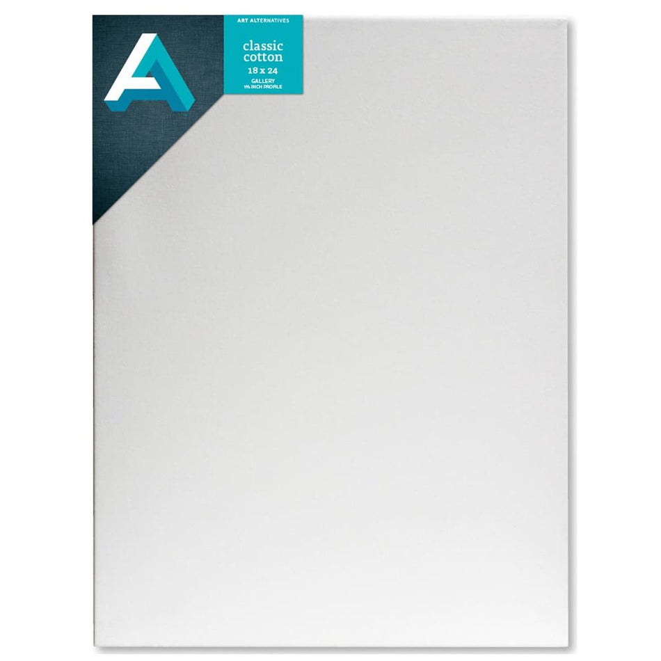 Art Alternatives 07248-1824 Classic Cotton Stretched Canvas, Gallery Canvas 1-3/8" Profile, 18" × 24"