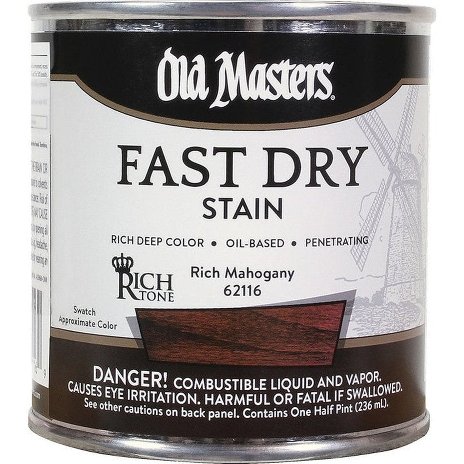 Old Masters 62116 Fast Dry Stain, Half Pint, Rich Mahogany