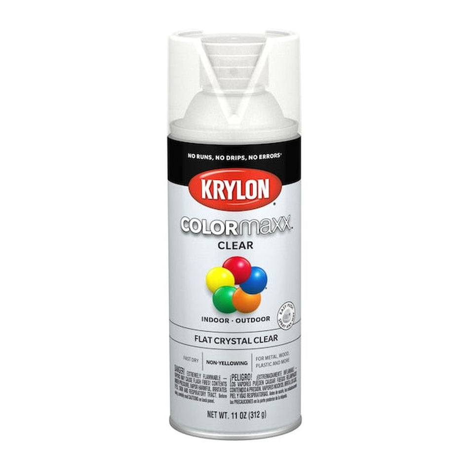 Krylon K05547007 COLORmaxx Spray Paint, Flat Crystal Clear, 11 oz.