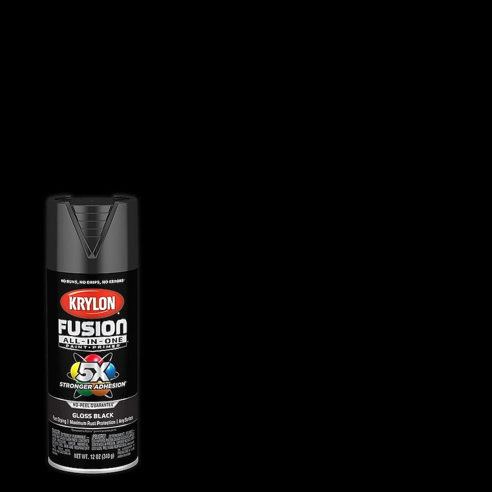 Krylon K02702007 Fusion All-in-One Spray Paint, Gloss Black, 12 oz.