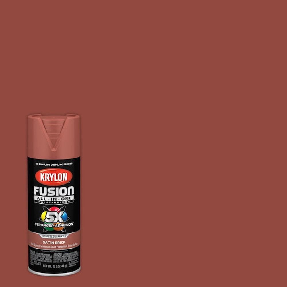 Krylon K02733007 Fusion All-in-One Spray Paint, Satin Brick, 12 oz.
