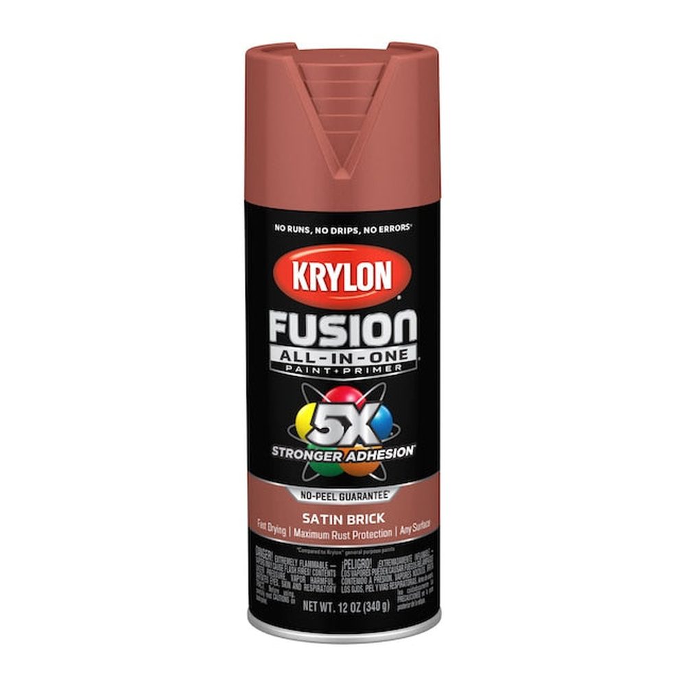 Krylon K02733007 Fusion All-in-One Spray Paint, Satin Brick, 12 oz.