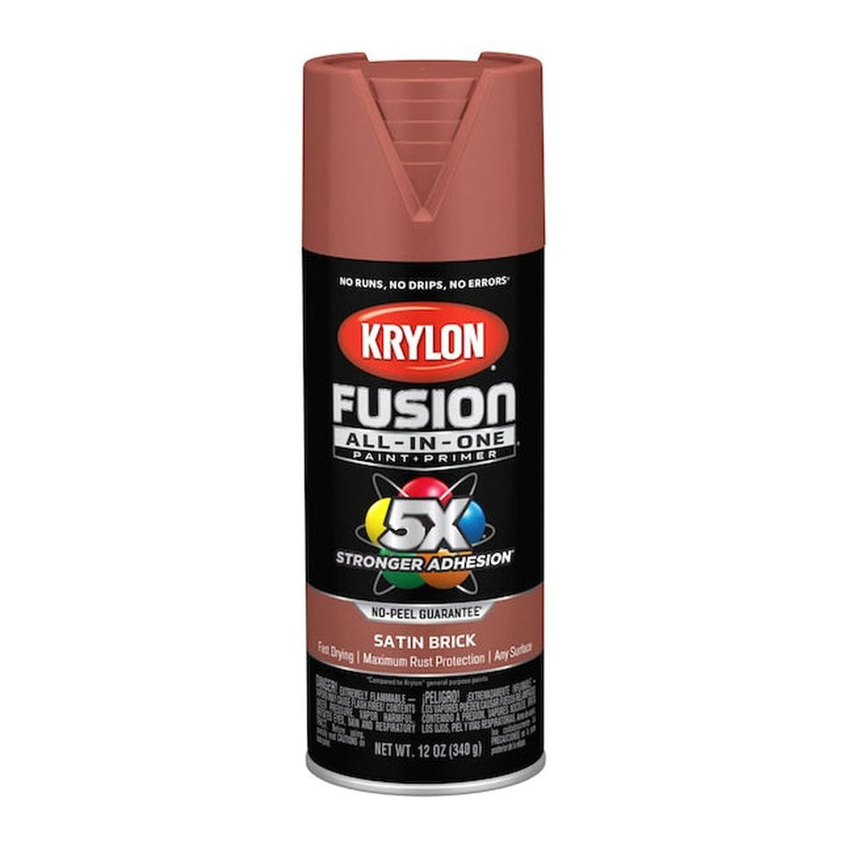 Krylon K02733007 Fusion All-in-One Spray Paint, Satin Brick, 12 oz.
