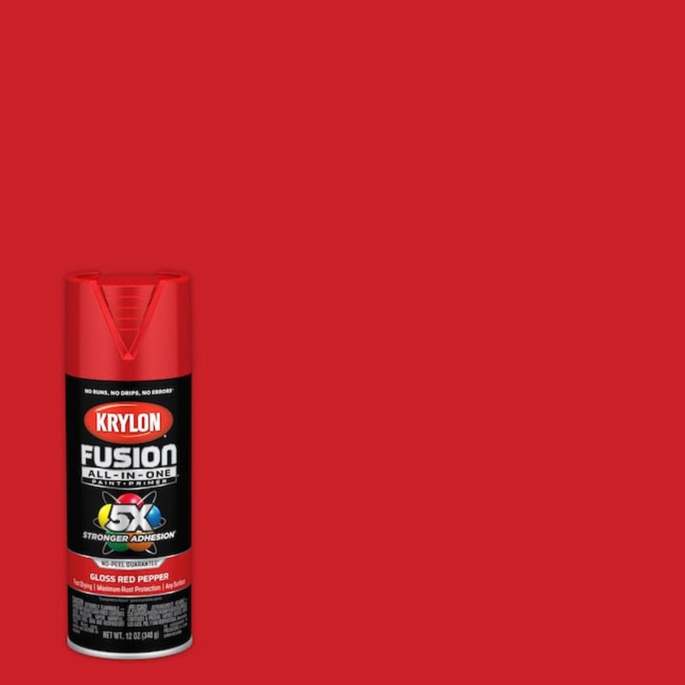 Krylon K02720007 Fusion All-in-One Spray Paint, Gloss Red Pepper, 12 oz.